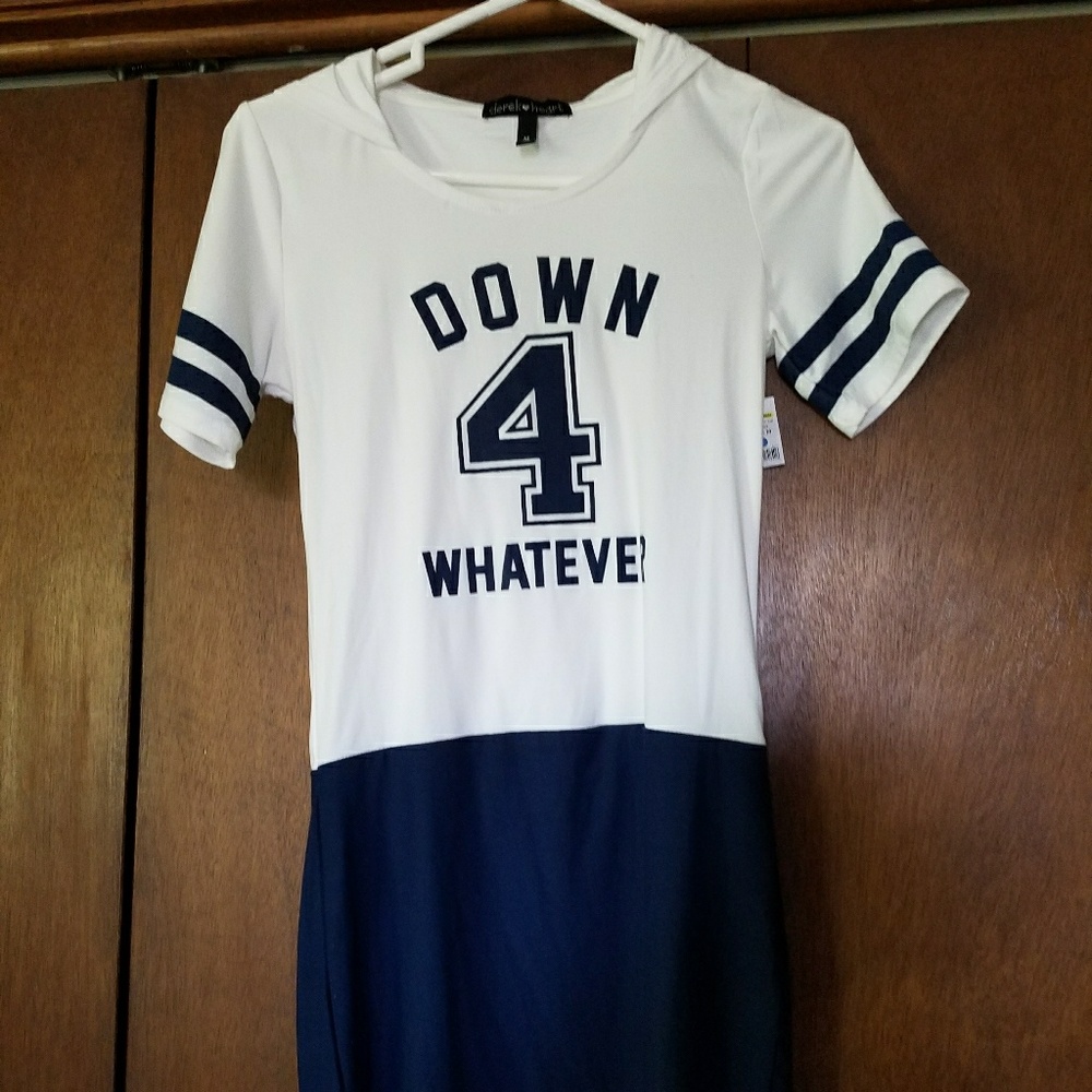 Navy blue and white t-shirt dress